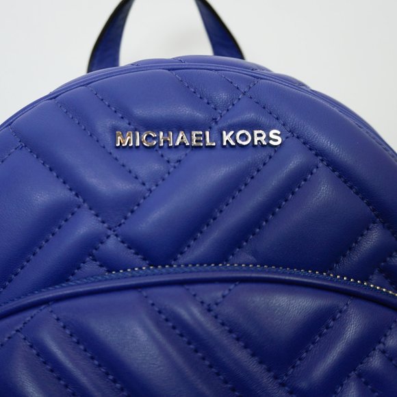 Michael Kors Abbey Medium Backpack Quilted Soft Leather Blue - Picture 12 of 13